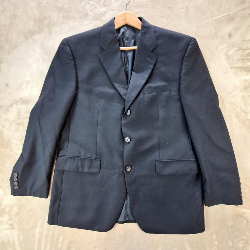 Ralph Lauren Suit Jacket Mens 40 Short Blue Wool Ventless 3 Button Formal